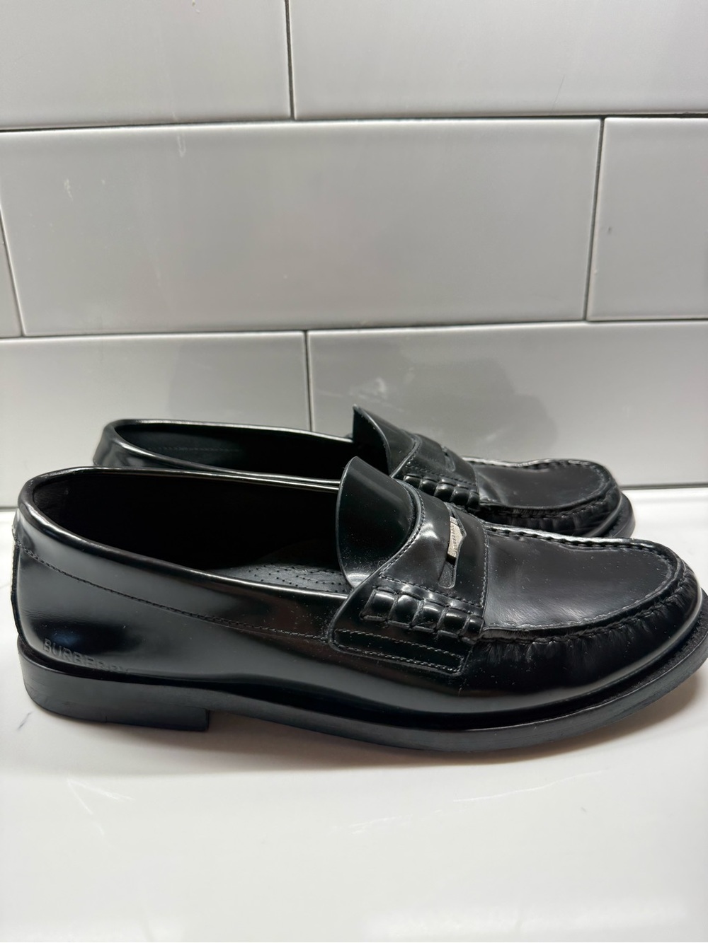 Burberry Black Leather Penny Loafers - Women's - Picture 2 of 4